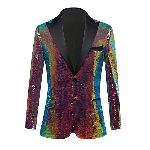 Men's Shiny Sequins Blazer Suit Jacket Stylish Tuxedo for Party,Wedding,Banquet,Prom