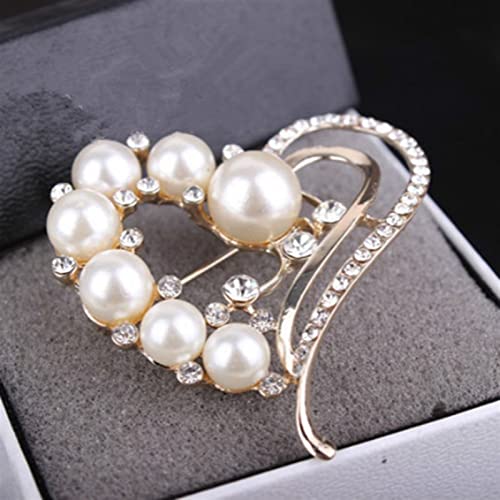 Broche de perlas y diamantes de imitación para chales de mujer 2
