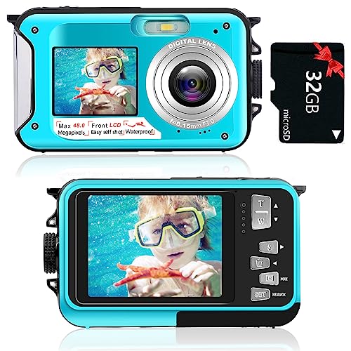 Yixinxin Unterwasserkamera 2.7K 48 MP Digitalkamera Dual Screen LCD...