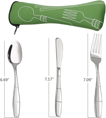 Miniatura 2 de Juego de 2 cubiertos portátiles para acampar con estuche, 6 piezas de acero inoxidable para viajar, cubertería y tenedor