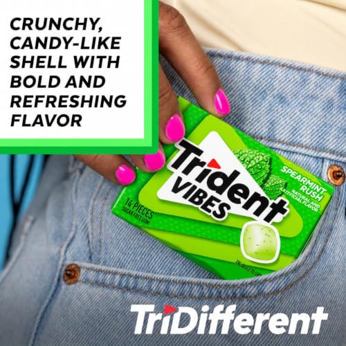 Image of Trident Vibes SPEARMINT RUSH Sugar Free Chewing Gum, 14 Pieces (Pack of 9)