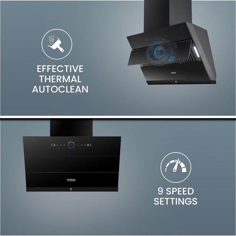 Image of Hindware Smart Appliances Skyla Neo BLDC 60 Blk | 1500 CMH | Auto Clean Chimney | Slant | Filterless | Motion Sensor | Automatic Louvre Opening | 12 Yrs Warranty on Motor & 3 Yrs on Product By Brand