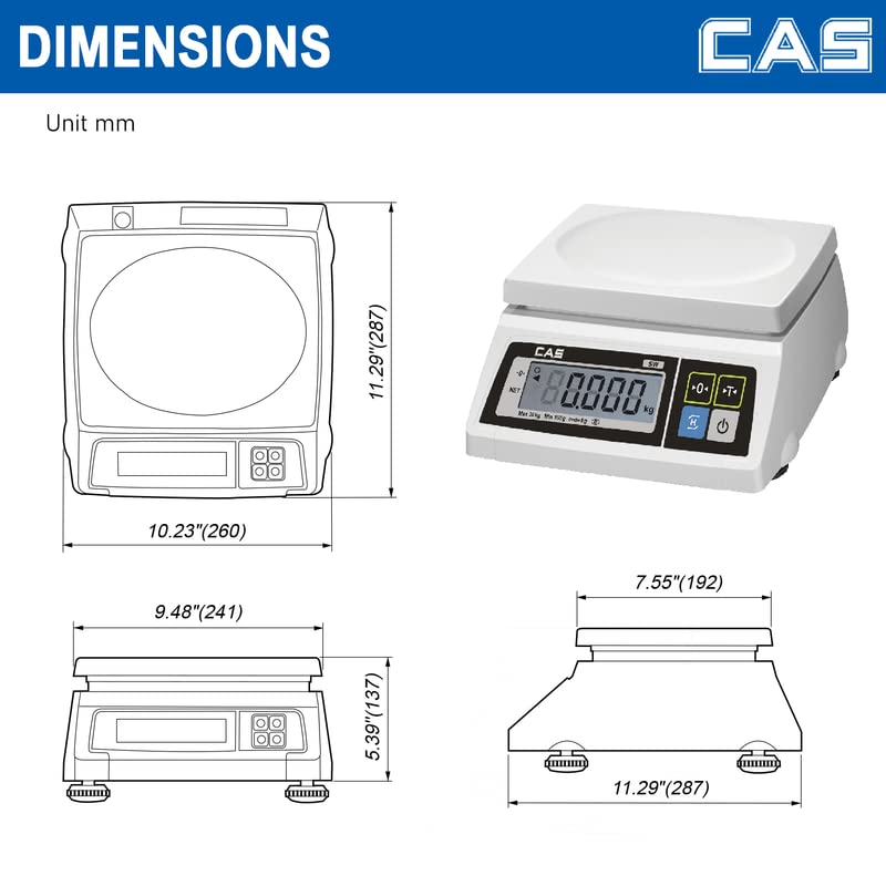 Image of CAS SW Digital Retail Weighing Machine 5kg Capacity | 500mg Precision | Dual LCD Display | Pan Size 230x190mm | Electronic Compact Table-Top Scale for Grocery, Fruits & Vegetables