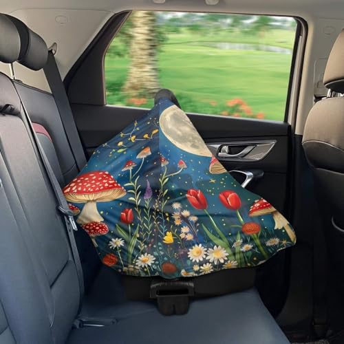 Image of Youngerbaby Mushroom Nursing Cover Breastfeeding Super Soft Multi Use for Baby Car Seat Covers Canopy Shopping Cart Cover Scarf Light Blanket Stroller Cover Baby Girl Necessities