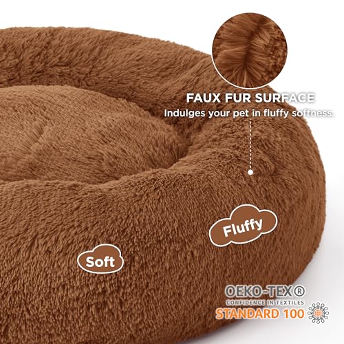Image of Bedsure Calming Dog Beds Large Sized Dog Donut Washable Pet Bed,36ins Copper