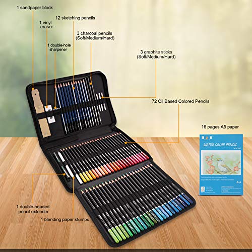 YBLANDEG-Sketching-and-Drawing-Colored-Pencils-Set-96-PiecesArt-Supplies-Painting-Graphite-Professional-Art-Pencils-KitGifts-for-Teens-Adults-Drawing-Charcoal-Tool-Set