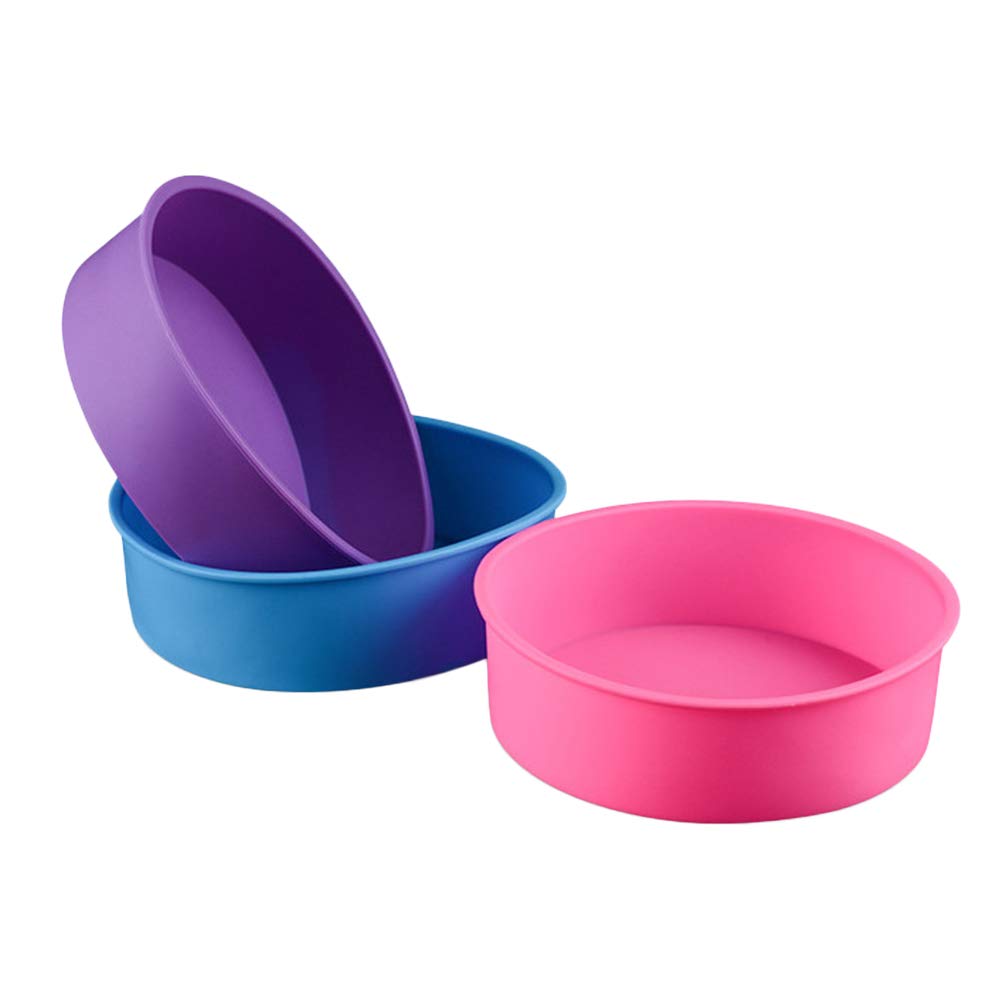DOITOOL 3piezas Molde De Silicona Para Pasteles Moldes Redondos De Silicona Para Hornear Cupcakes Para Repostería De Color Aleatorio