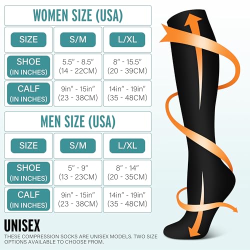 Image of 3 Pairs Compression Socks for Women & Men 15-20 mmHg- Best Support for Nurses, Running, Hiking, Recovery & Flight Socks