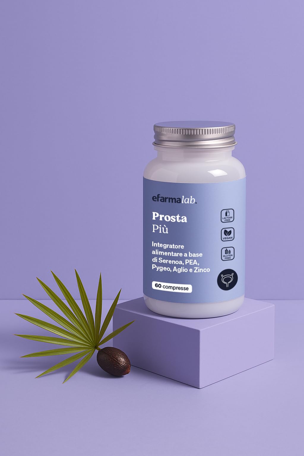 eFarmaLab Prosta Più Integratore per la Prostata con Serenoa Repens, Pygeum, PEA e Zinco | Benessere Prostatico e Urinario | 60 Compresse | Made in Italy