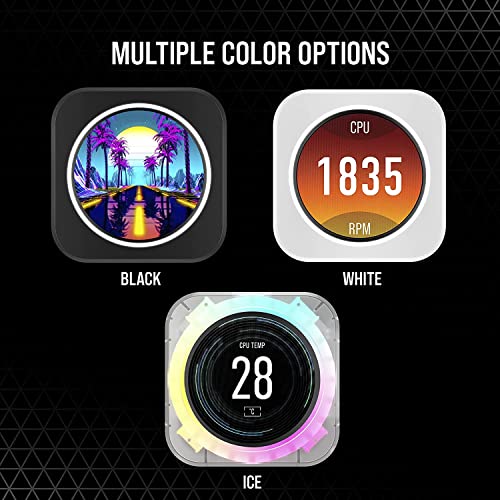 Image of Corsair iCUE Elite CPU Cooler LCD Display Upgrade Kit (Custom IPS LCD Screen, 24-Bit Colour Depth, 16.7 Million Colours, 24 RGB LED Ring, CORSAIR iCUE Software Compatible) White
