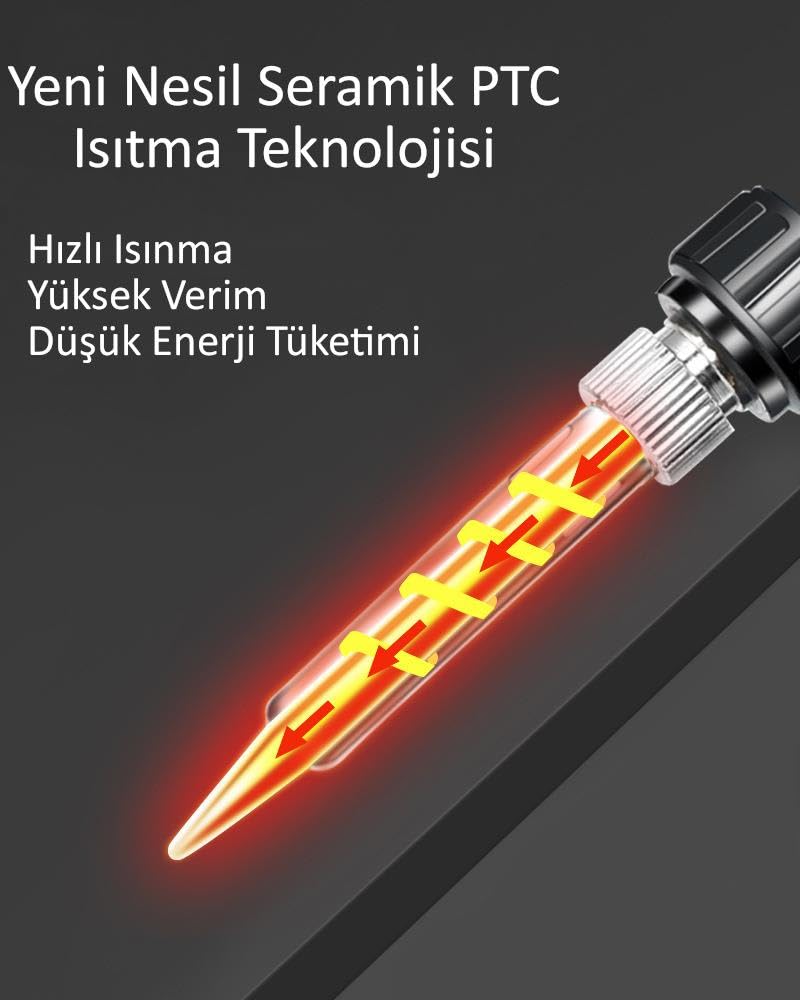Valkyrie 5 Parça Tetikli Otomatik Beslemeli Havya Lehim Tabancası Seti - 60W 480°C Yeni Nesil Seramik Isınma - Tek El Kullanım