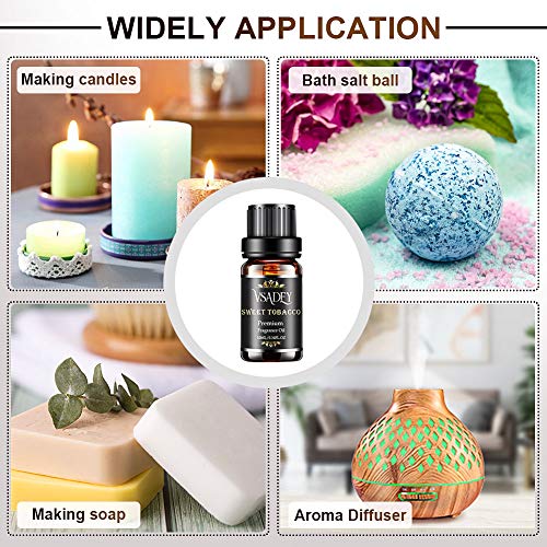 Fragrance Oil for Candle Making,Vsadey Gentleman\'s Essential Oils Set for Aroma Diffusers Pleasing Aromatherapy Scents Like Sweet Tobacco Sandalwood Cedar Leather Rum Cologne Set of 6 (10ML) - Thumbnail 5