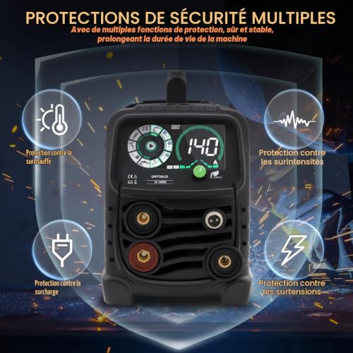 Poste à Souder MIG-140,Poste A Souder MIG MMA TIG 140Amp MIG/Stick MIG Sans gaz Flux Core MIG,Soudage par points, IGBT Inverter Poste A Souder,avec Pistolet Soudage MIG,Fil de 0.8mm – vue 6