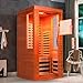 1 Person Infrared Sauna Cabin, 110V 1215W 7 Carbon Fiber Low EMF Carbon Crystal Heaters, Far & Near Infrared 660nm/850nm Light Therapy, Canadian Hemlock Indoor Home Sauna with 6 Color Chromotherapy, B