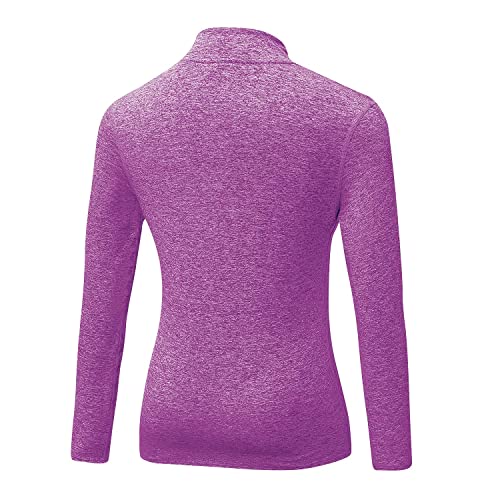 WOWENY Fleecepullover Damen 1/4 Zip Funktionsshirt Fleece warm Laufshirt Langarm mit Stehkragen, Atmungsaktive Langarmshirt Sportshirt Fitness Shirt Hoodies Outdoor Winter