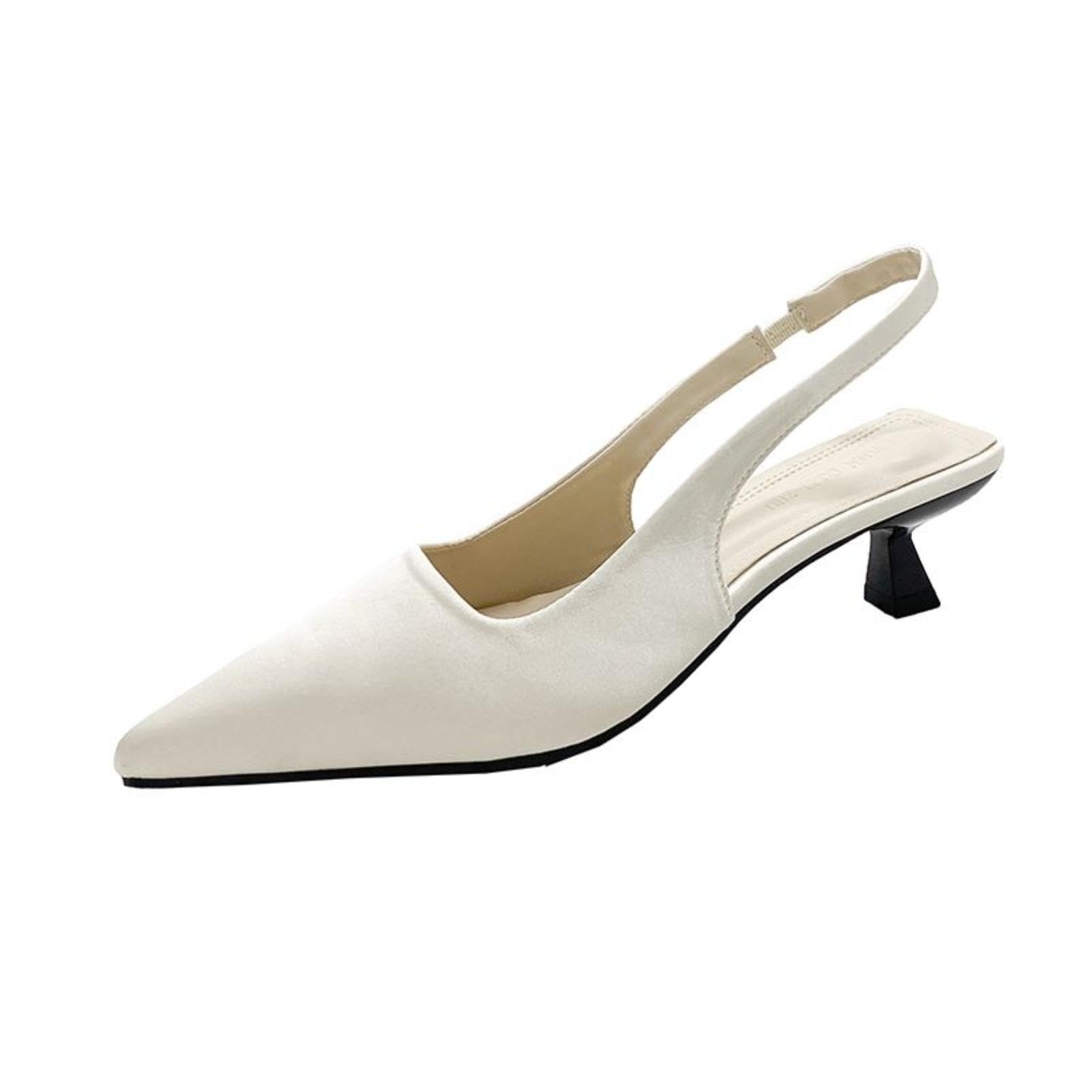 Generico Décolleté Donna Satin Slingback, Punta Affusolata Tacco Basso