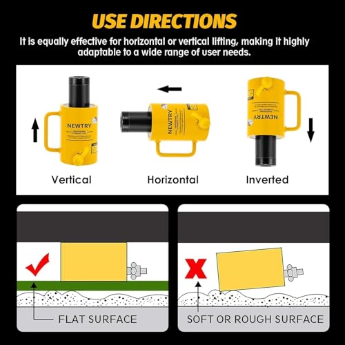 Image of NEWTRY 1 Pcs 100 ton Hollow Hydraulic Cylinder Ram Jack Stoke 75mm(2.95 inch) Protable Industrial Lifting Jack, not for Car (100 Ton Stoke 75mm)
