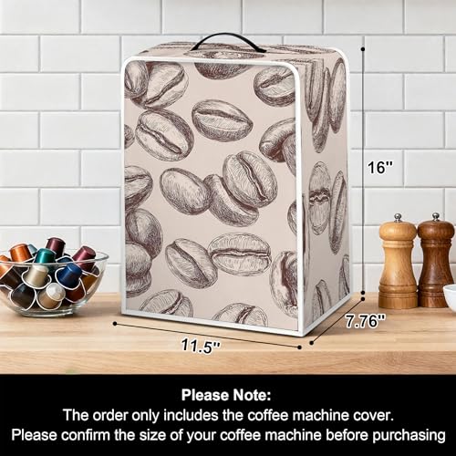 Image of Universal Coffee Maker Cover, Durable Polyester Lightweight Long-Lasting Dustproof Cotton Blend Appliance Protector for Kitchen Countertops (Browns and Tans)