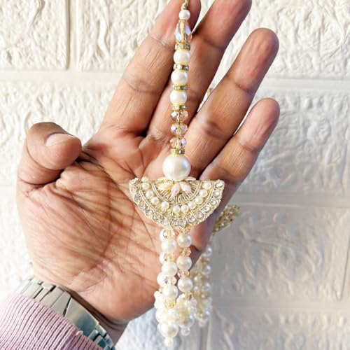 Image of Adikala Craft Store Handmade Ethnic Latkan Tassel Set of 2 for Saree Pallu, Blouse, Suits, Dupatta, Lehenga Decor (Metal Beads)