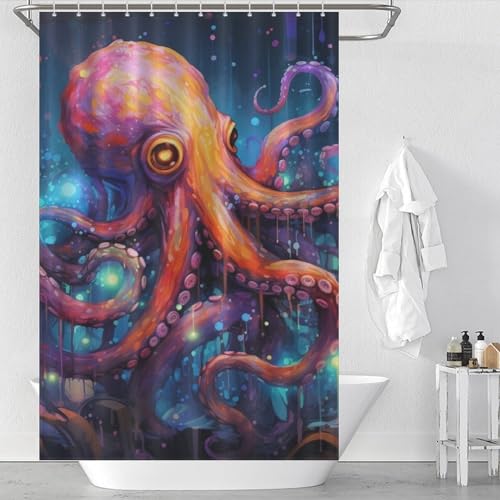 Rideau de douche pieuvre rideaux de bain textile imperméable polyester 122x183 - 2