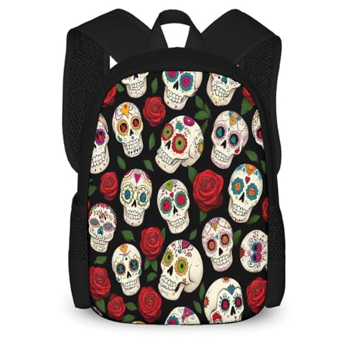 Comfortable Halloween Mexican Day Dead Sugar Skulls Backpack for Outdoor Accessories, Backpacks with Side Pockets, Bookbag Easy to Carry4