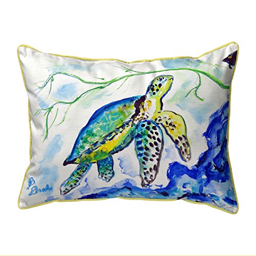 Betsy Drake Yellow Sea Turtle Small Outdoor Pillow 11x14