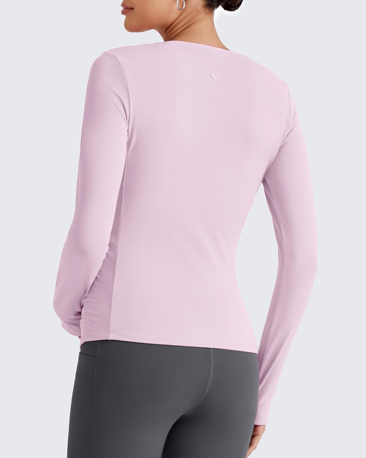 G4Free BareFeel Maternity Long Sleeve T Shirts Crewneck Ruches Pregnancy Workout Tops with Thumbholes Altheltic Yoga Tee - Image 6