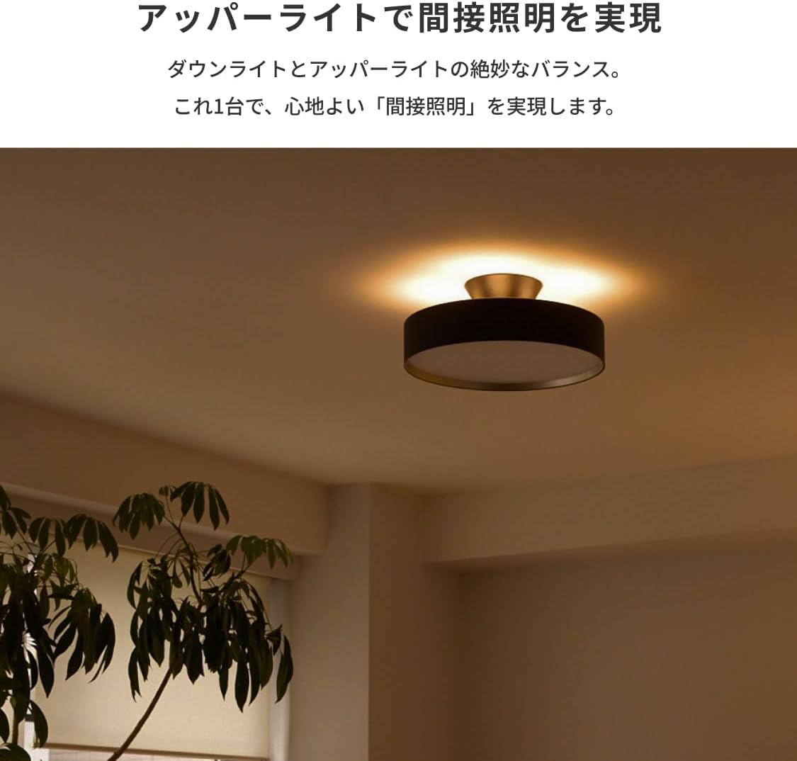 アートワークスタジオ グロー 4000 LED シーリングライト ～8畳用 40000時間 調光 調色 (暖色/白色 切り替え可) 間接照明機能 リモコン付き AW-0555E-BK/CGD (ブラック+シャンパンゴールド)【LED電球内蔵】