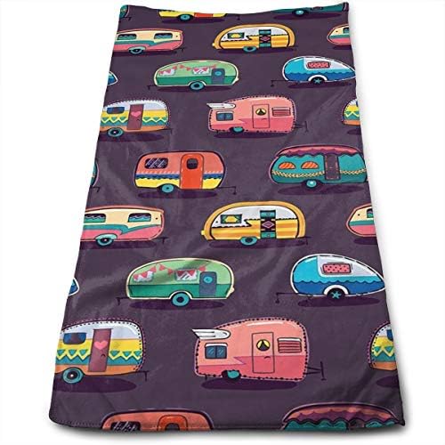 Klnsha7 Happy Camper Bath Towels for Bathroom-Hotel-Spa-Kitchen-Set - Circlet Egyptian Cotton - Highly Absorbent Hotel Quality Towels
