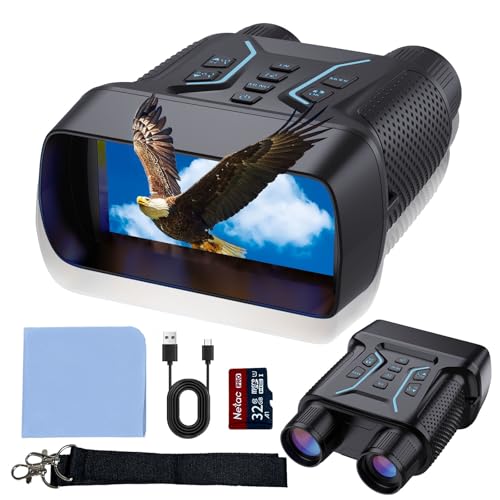 Night Vision Goggles, 4K Night Vision Binoculars for Adults 4.5'' HD Screen 32GB Card 8X Zoom for...