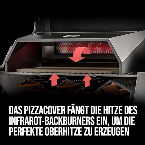 Enders® Pizzacover Turbo für Gasgrill mit Backburner, inkl. Thermometer, Pizza Grillaufsatz, inkl. Pizzastein 38cm x 30cm, Aufsatz mit Sichtfenster für EIN besseres Backergebnis #7881