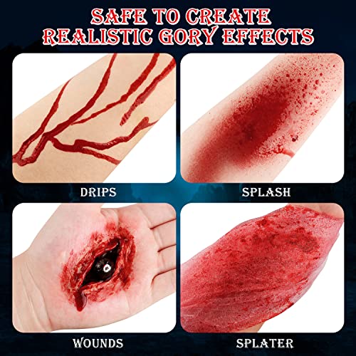 De'Lanci 2 Pcs Fake Blood Splatter ,De'Lanci Halloween Fake Blood Makeup Kit Washable ,Special Effects Fake Blood Spray For Zombie Vampire Clown Cosplay Mouth Eyes Clothes Dress Up ,Sfx Makeup Set Safe Paint ,100Ml thumb #4