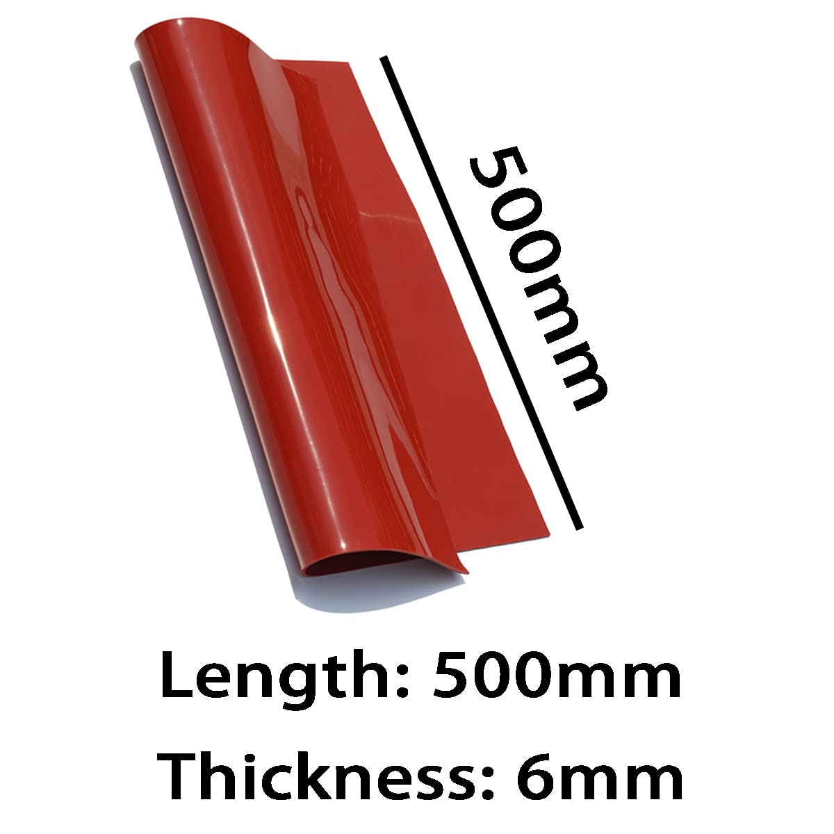 Feuille Silicone 500x500 Mm épaisseur 5mm - Résiste à 200°C, Souple, Antidérapante - Pour Joints, Protection, Bricolage - Rouge - 4