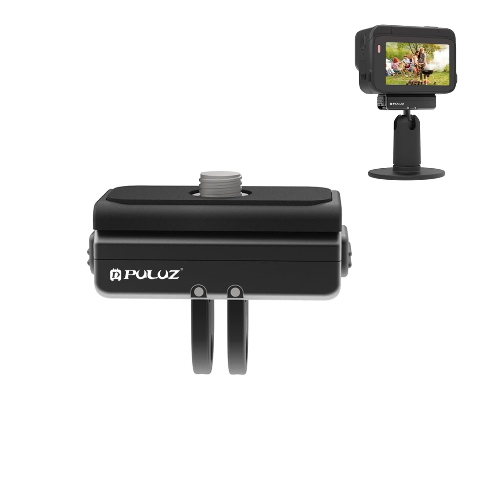 PULUZ Magnetic Quick Release Base Mount for Insta360 Ace Pro/Ace/Hero 12/ DJI Osmo Action 3, Action Camera Tripod Adapter Mount Fixed Holder, 1/4"-20