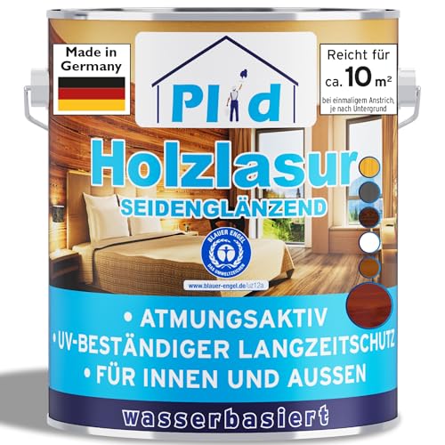 PLID® Holzlasur Innen & Aussen Nussbaum 0,75L - Holzschutzlasur Außen mit UV beständigem Langzeitschutz- Grundierung Holz Außen - Holzschutzgel - Holz Lasur atmungsaktiv - Made in Germany