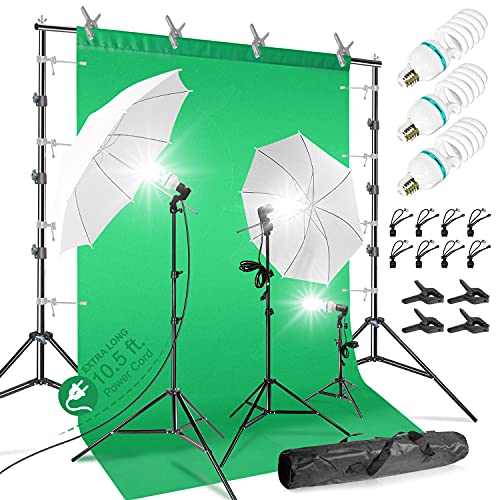 Flash Deals - 60% OFF LimoStudio 10 x 9.6 ft. Heavy Duty Backdrop Stand / 10 x 20 ft. Green Background Screen / 700W Continuous Output Umbrella Lighting Kit, AGG408 Flash Deals - 60% OFF LimoStudio 10 x 9.6 ft. Heavy Duty Backdrop Stand / 10 x 20 ft. Green Background Screen / 700W Continuous Output Umbrella Lighting Kit, AGG408