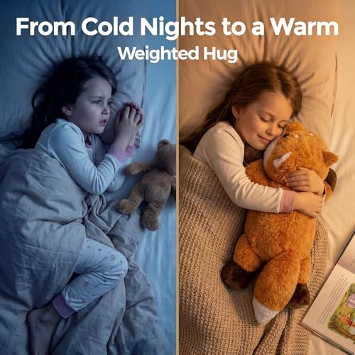 Image of Mewaii Weighted Stuffed Animals for Adults & Kids, 2-5 lbs - 23 inch Heatable Coolable Fox Plush, Microwavable Adjustable Removable Inner Pad, Realistic Hug Comfort Gift (Red)