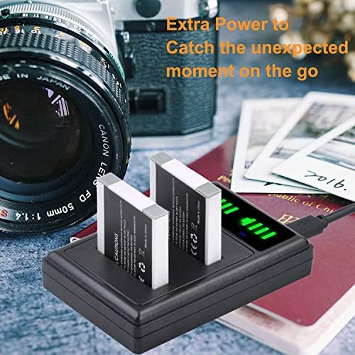 NB-6L Battery with LED USB Charger, Pickle Power 2 Packs 1300mAh Batteries for Canon NB-6LH Canon PowerShot D10 D20 D30 S95 SX260 SX280 SX540 SX700 SX710 HS Cameras