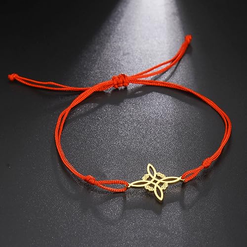 Image of Creative Witches Celtic Knot Bracelet Stainless Steel Hollow Out Witchcraft Handmade Braided Wax Cords Couple Friendship Bracelet