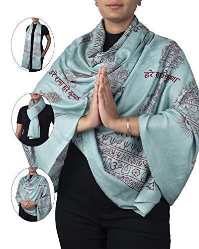 Yoga Scarf Meditation Shawl Large Wrap Hindu Prayer Stole OM Krishna print3