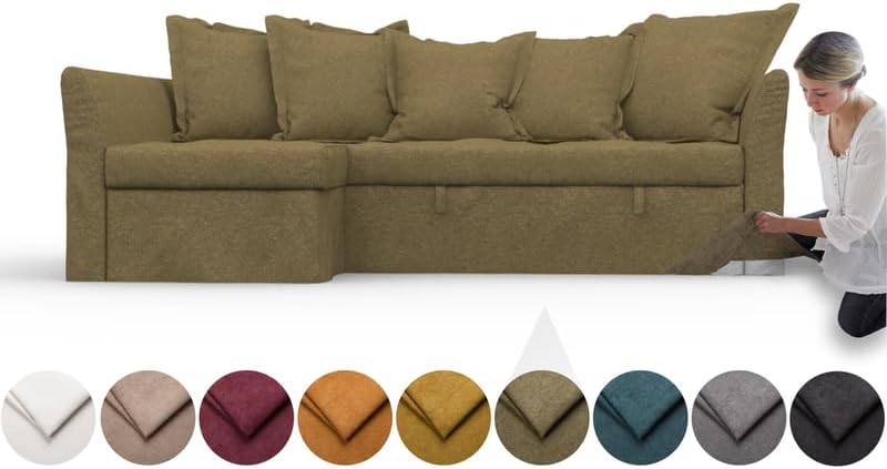 comfortly Cover for Holmsund Corner Sofa Bed, Replacement Slipcover, Heavy Duty 15 pcs Cover, Soft Durable Washable Fabric, Easy to Clean & Replace (Crown - Ocean Blue)