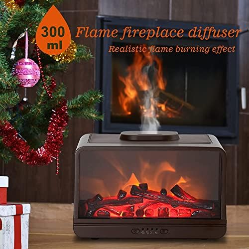 Leyoue Essential Oil Diffuser 300ml Flame Fireplace Essential Oils Aromatherapy Diffuser Ultrasonic Original Cool Mist Humidifier Oil Diffuser Waterless Auto Off for Home Office Room Spa.