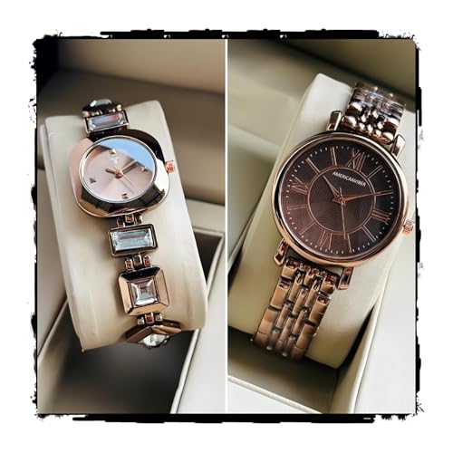 Image of AMERICANVIBER DRW001032 Combo Set Brown and Rose Gold Pretty Look for Girls and Miss Analog Watch - for Women