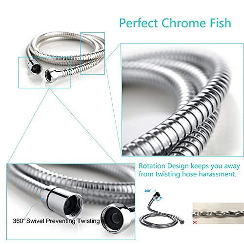 Triphil Kink-Free Shower Hoses 71" Extra-Long For Handheld Showerhead Hose Replacement, Flexible Metal Shower Tube Extension, Stainless Steel Sleeve Chrome 71 Inches #TOP4