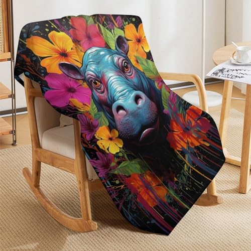 Manta de forro polar hipopótamo para tardes de sofá y lectura 5