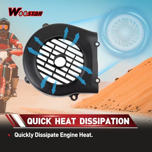 WOOSTAR Motorlüfter Lüfterabdeckung Baugruppe Ersatz für GY6 50ccm 60ccm 80ccm QMB139 Motor ATV Quad 4 Wheeler Go Kart Moped Roller