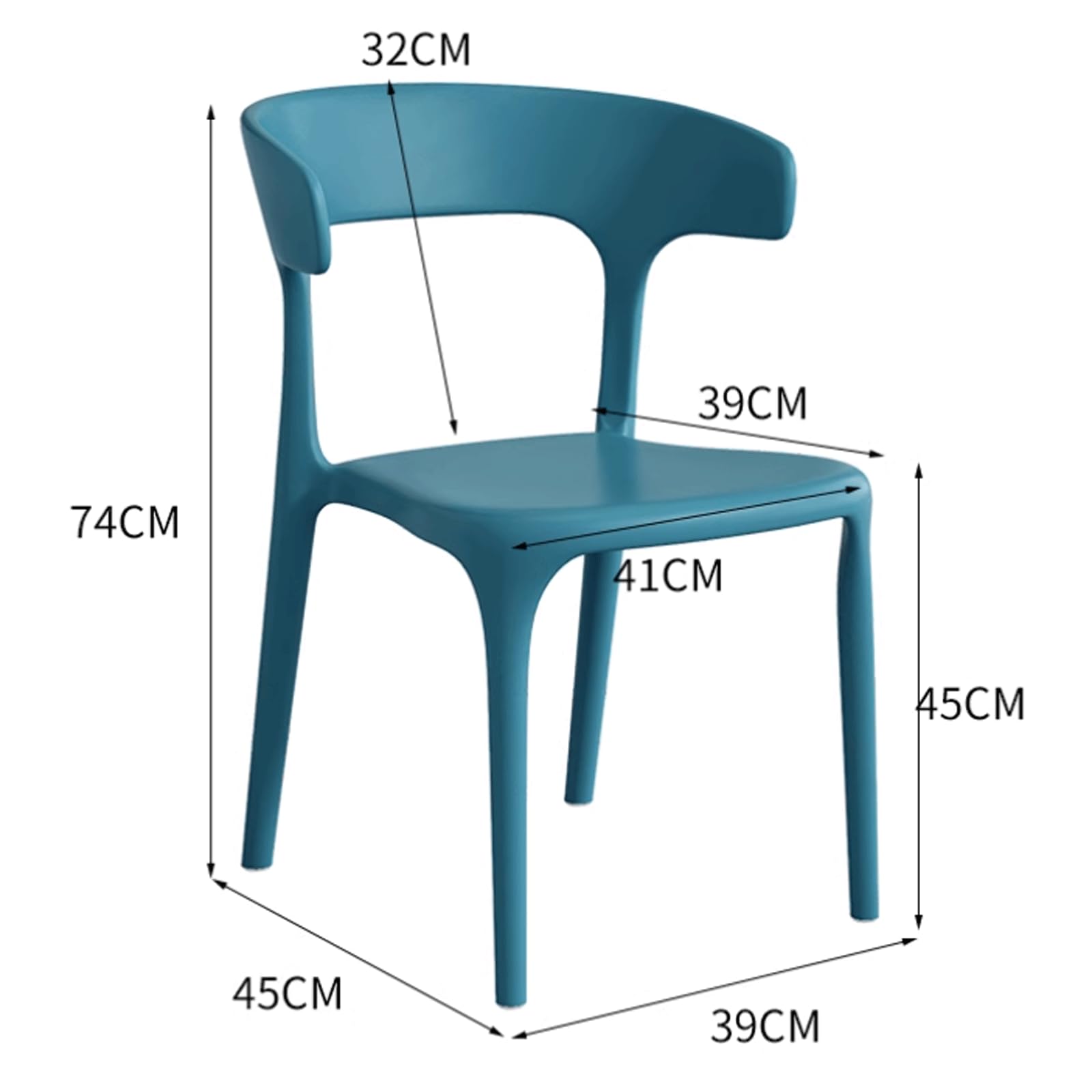 Sedia da pranzo in plastica, senza braccioli, per esterni, con schienale, capacità di 400 kg, ideale per ristoranti, cortili, bar e dicembre