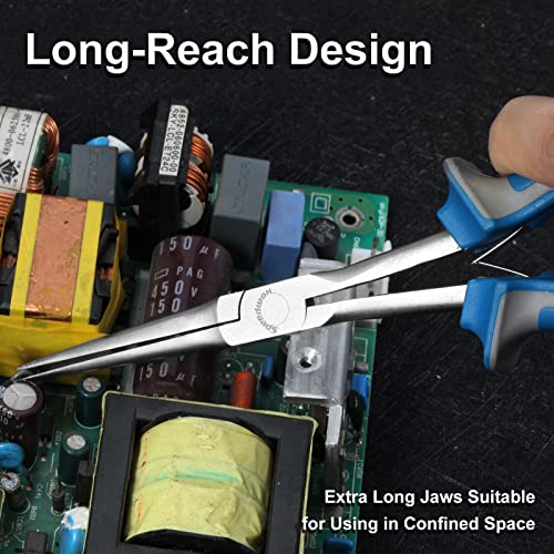 Image of SPEEDWOX 7 Inches Long Reach Needle Nose Pliers Slim Extra Long Nose | Smooth Jaw Mini Precision Wire Looping, Fine Tips Pliers for Jewelry Making, Bending Wire and Small Object Gripping