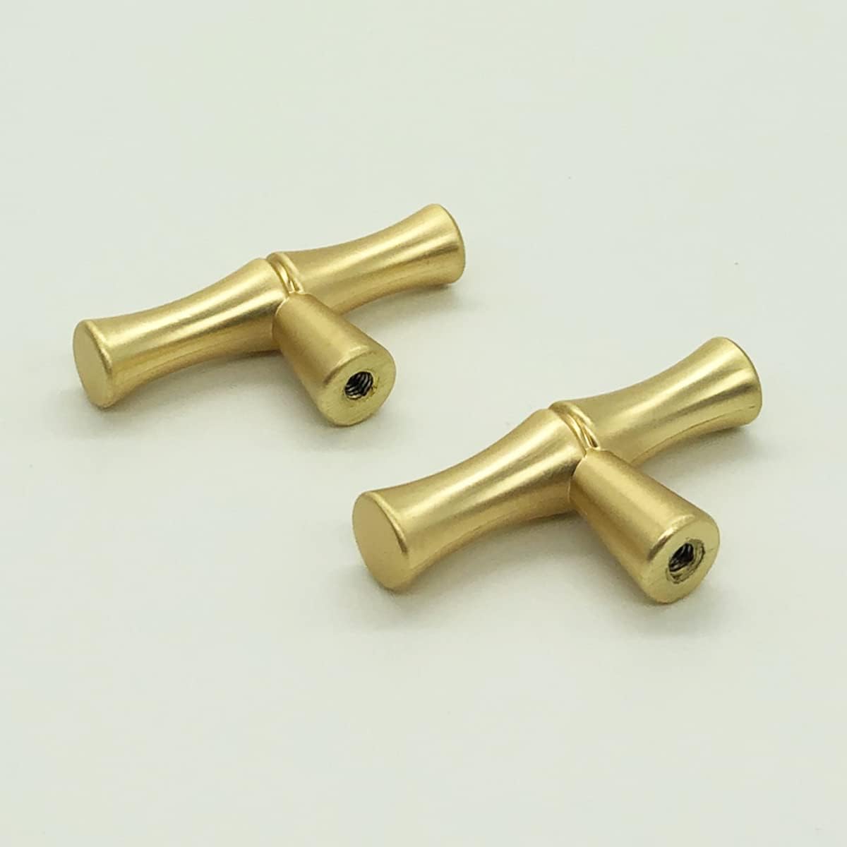 Naisian Bilindasly Bamboo Shape Cabinet Knobs Gold Dresser Knobs Kitchen Knobs Zinc Alloy Cupboard Wardrobe Knobs Drawer Pulls Door Knobs Single Hole Hardware Drawer Handles, 2 Pack
