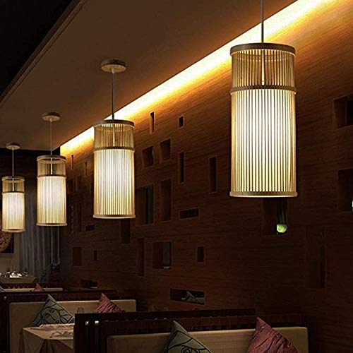 Lámpara de techo de madera E27 con altura ajustable para comedor 2